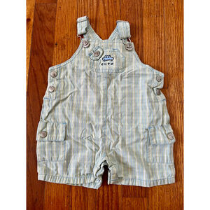 Vintage Gymboree 2000 Green Plaid
Overalls Blue Auto Beep Beep Cars 6-12
Months